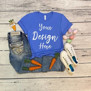 Bella Canvas 3001 Columbia Blue Heather Mockup, Easter Mockup, 3001 Bella Mock Up, 3001 Bella Canvas, Bella 3001 Mockup, Bella 3001 Shirt,