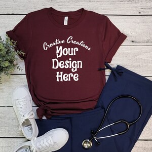 Bella Canvas Nurse Mockup, Maroon 3001 Mockup, Bella Canvas 3001 Maroon Mock Up, Nurse 3001 Bella Mockup, Maroon Nurse MockUp, Nursing Mock