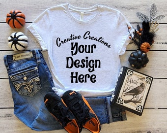 Bella Canvas 3001 Halloween Mockup, Bella Canvas 3001 Ash Mock Ups, Bella Canvas Halloween Mockup, Bella Canvas Ash Mockups, Ash 3001 Mock