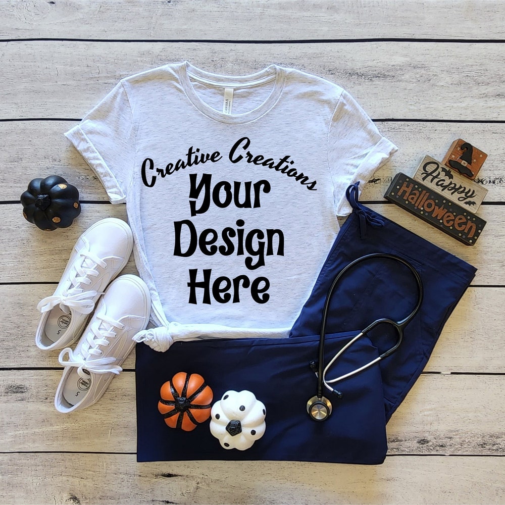 Snorider Design Bella Canvas 3001 Nurse Ash Mock, Halloween Ash Nurse 3001 Mockup, Bella Canvas Mockup, 3001 Mock Up, Bella Canvas Mockup, Nurse Mock