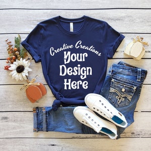 Bella Canvas Fall 3001 Navy Mockup, Bella Canvas 3001 Fall Navy Mockup, Bella 3001 Fall Mock Up, Bella 3001 Navy Mock Up, Bella Canvas Navy