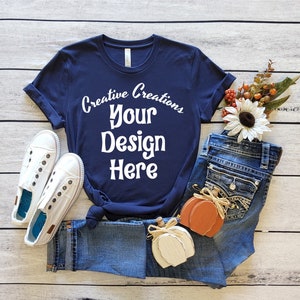 Bella Canvas 3001 Fall Navy Mockup, Bella Canvas Fall 3001 Navy Mockup, Bella 3001 Fall Mock Up, Bella 3001 Navy Mock Up, Bella Canvas Navy