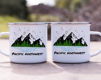 PNW Mugs, Outdoor Coffee Mug, Camping Mug, Campfire Mug, Pacific Northwest Stainless Steal Camping Mug, PNW Coffee Mug, PNW 12oz Coffee Mug