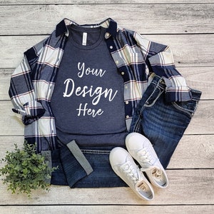 Bella Canvas 3001 Heather Navy Mock Up, Bella Canvas Mockup, 3001 Mock Up, Bella Canvas Mockup, Heather Navy 3001, Mock 3001 Bella Canvas