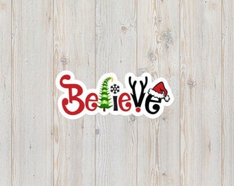 Christmas Believe Vinyl Stickers, Christmas Stickers, Believe Stickers, Laptop Decals, Christmas Decals, Xmas Decals, Cute Decal stickers