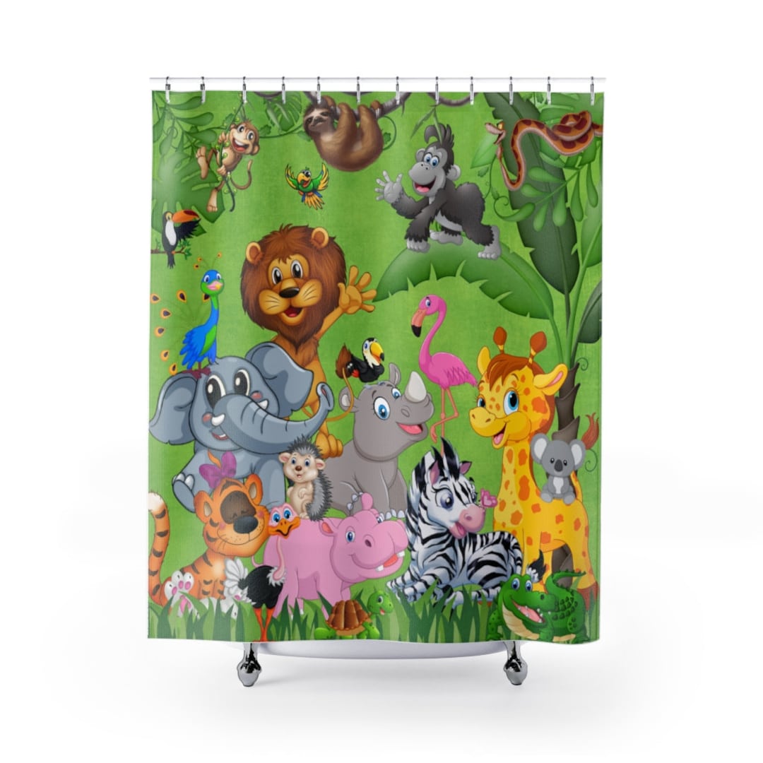 Safari Shower Curtain, Kids Shower Curtains, Kids Bathroom Decor