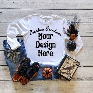 Halloween Bella Canvas 3501 Mockup Long Sleeve, Bella Canvas White Long Sleeve Halloween Mock Up, Bella Canvas Long Sleeve, 3501 White