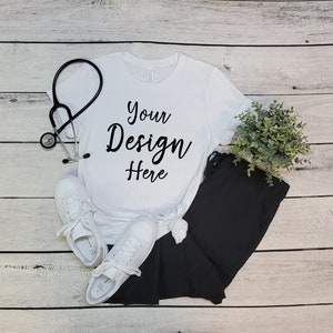 Bella Canvas 3001 White Mock Up, Bella Canvas Nursing Mockup, 3001 Bella Canvas Mockup, Bella Canvas White Mockup, White 3001 Mockup