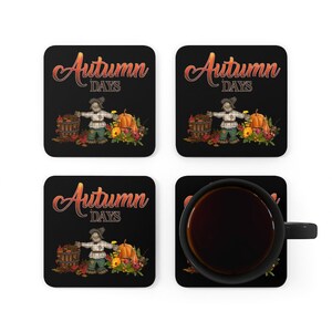 Autumn Coasters, Autumn Days Coasters, Autumn Days Coffee Coaster Set, Pumpkin Coasters, Coasters For Coffee Lover, Fall Coaster Gifts