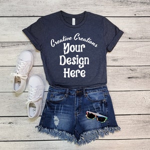 3001 Bella Heather Navy Mock Up, Bella Canvas 3001 Mockup, 3001 Bella Canvas, Bella 3001 Mockup, Bella 3001 Shirt Mockup, Navy Mock Ups