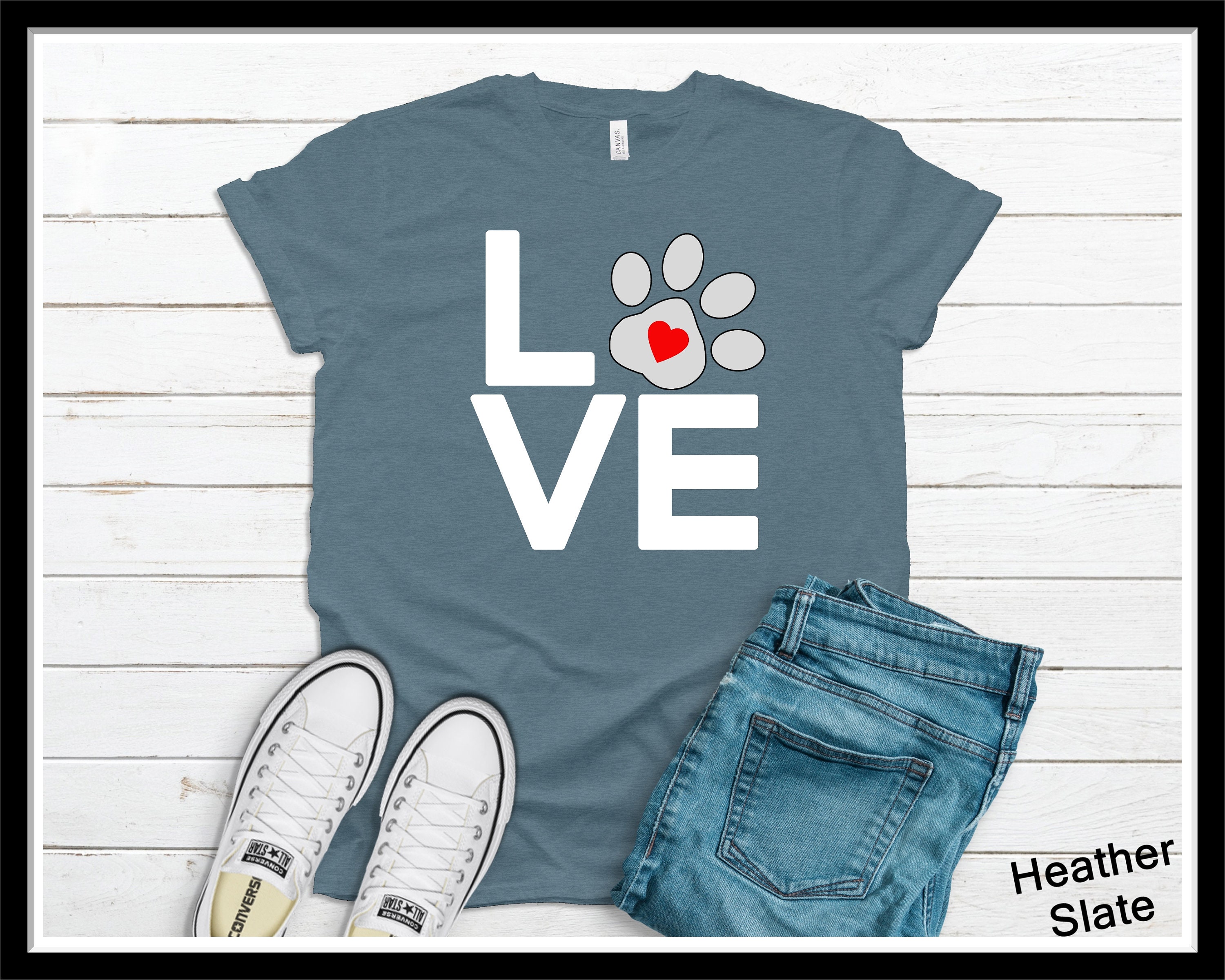 Love PawPrint T Shirt Love My Dog TShirt Dog Paw Print | Etsy