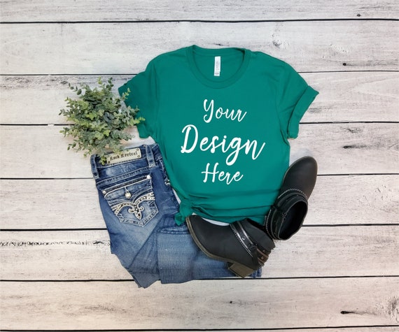 Bella 3001 Kelly Green Mock Up, Bella Canvas Kelly Green Shirt