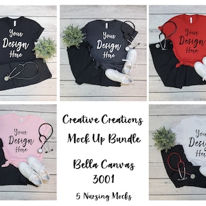 Bella Canvas 3001 Mockup Bundle, Nurse Mockup, 3001 Bella Mock Up Bundle, 3001 Bella Canvas Mock Ups, Bella 3001 Mockup, Bella 3001 Shirt