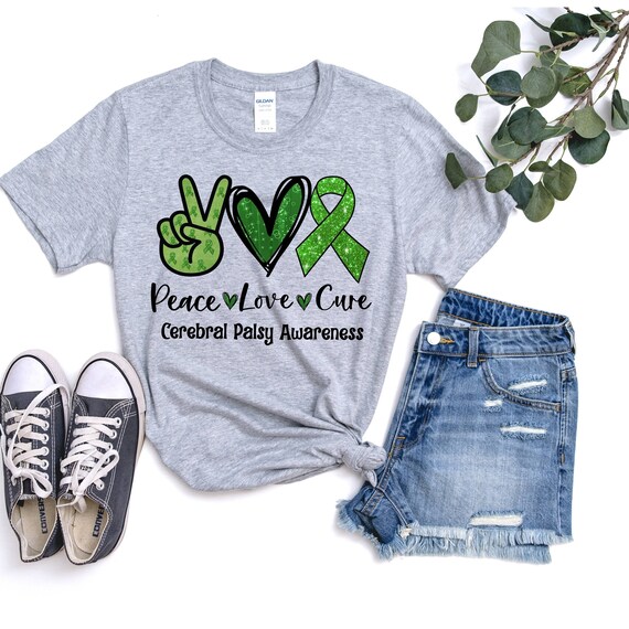 Peace Love Cure Cerebral Palsy Awareness T-Shirt Peace Love Cure Cerebral Palsy Awareness T-Shirt