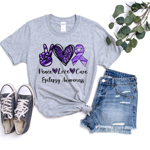 Peace Love Cure Epilepsy Awareness T-Shirt Peace Love Cure Epilepsy Awareness T-Shirt