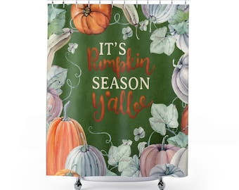 Badezimmer Duschvorhang, Badezimmer Accessoires, Badezimmer Herbst Dekor, Herbst Badezimmer Dekor, Kürbis Aufnäher Duschvorhang, Herbst Bad Dekor