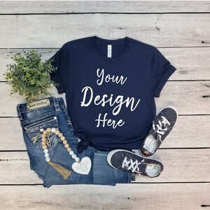 Valentine&#39;s Day Mock Up Bella Canvas 3001 Navy, Bella Canvas 3001 Navy Mock Up, Valentines Day Mockup, Bella Canvas Mockup, Navy 3001