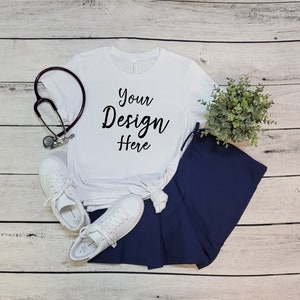 Bella Canvas White Mockup, 3001 Bella Canvas Mockup, Bella Canvas 3001 White Mock Up, Bella Canvas Nursing Mockup, White 3001 Mockup