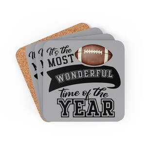 Football Coaster Set, It&#39;s The Most Wonderful Time Of The Year Coasters, Sunday Football Coasters, Gift For Football Lover, Game Day Coaster
