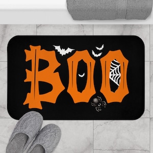 Halloween Bathroom Rugs, Bathroom Accessories, Halloween Bath Mats, Bathroom Halloween Decor, Halloween Bathroom Mat, Boo Bath Mats, Boo Rug