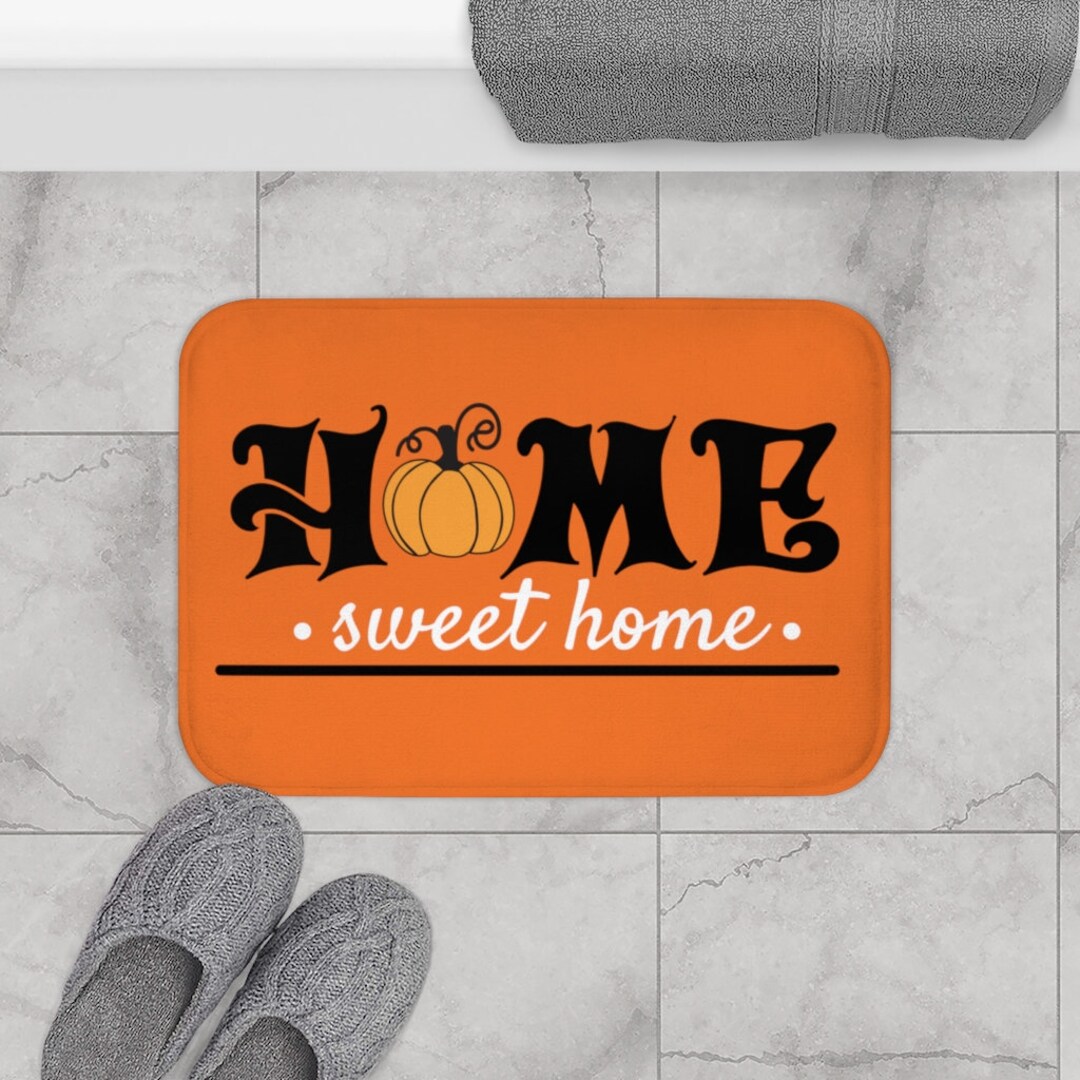 Bath Rug for Fall, Fall Bathroom Decor, Home Sweet Home Bathroom Mat