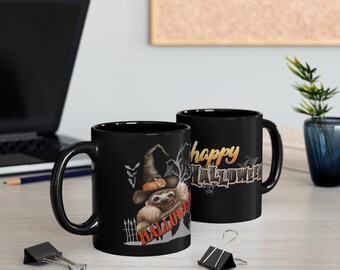 Sloth Halloween Mug, Sloth Mugs, Sloth Lovers, Happy Halloween Mugs, Funny Sloth Mugs, For The Love Of Sloths Mugs, Black Coffee Mugs,