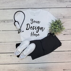 Bella Canvas 3001 White Mock Up, Bella Canvas Nursing Mockup, 3001 Bella Canvas Mockup, Bella Canvas White Mockup, White 3001 Mockup