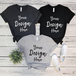 Bella Canvas 3001 Black Mock Up, Bella Canvas Mockup, 3001 Mock Up, Bella Canvas Mockup, Dark Grey Heather 3001 Mock, Athletic Heather Mock