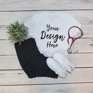 Bella Canvas 3001 White Mock Up, Bella Canvas Nursing Mockup, 3001 Bella Canvas Mockup, Bella Canvas White Mockup, White 3001 Mockup