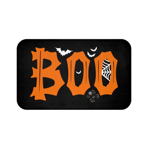 Tinideya Halloween Bath Mat - 20x32 Inch Ghost 'Boo' Bathroom Rug, Non-Slip & Washable - View #6