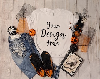Bella Canvas 3001 White Mock Ups, Bella Canvas Halloween Mockup, Bella Canvas 3001 Mockup, Bella Canvas White Mockups, 3001 Halloween Mockup