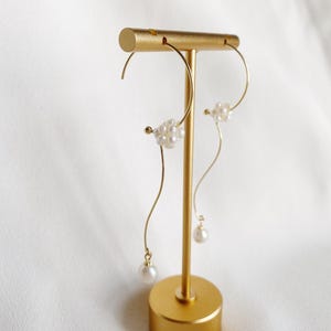 Handmade Narcissus Hoop Pearl 925 Sterling Silver Gold Color Earring Natural Real Freshwater Pearl 18K Gold FindingYoYo real pearl
