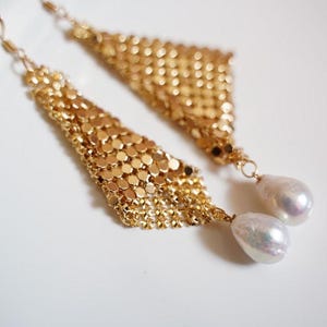 Handmade Gatsby Earring 18K Gold FindingYoYo real pearl