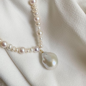 Handmade Lovers Keshi Pearl Necklace 18K Gold FindingYoYo real pearl