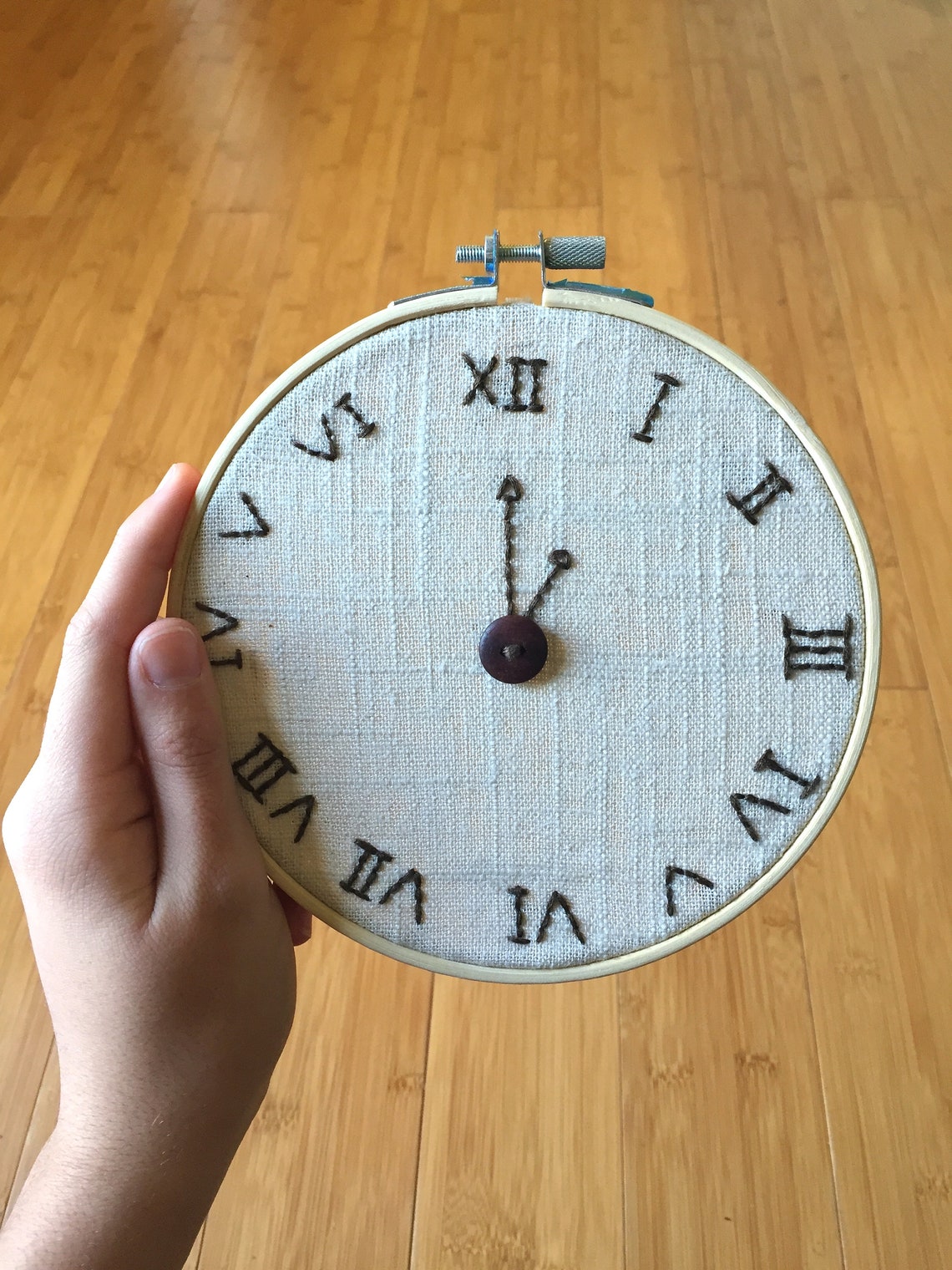Clock Face Embroidery/ Handstitched Hoop Art/ Hanging Wall Etsy