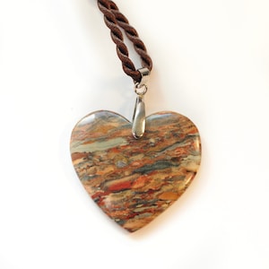 Heart Shaped Carved Polished Jasper Pendant