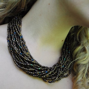 Bead Necklace with Matching Glass Earrings