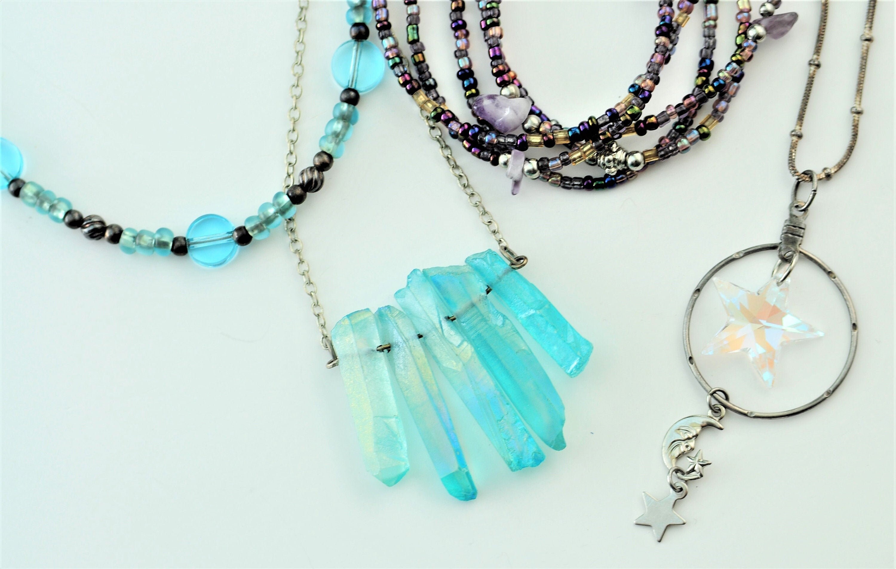 Water Glass Crystal Necklace Lot Etsy