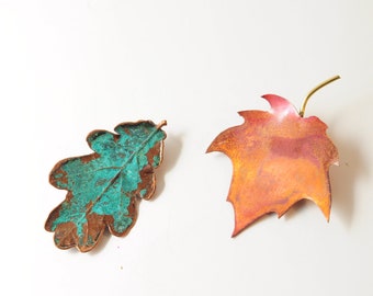 Copper Enamel Fall Autumn Pins Brooches