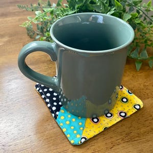 Handmade Reversible Drink Coaster, Handmade Mug Rug, Quilted Coaster, Colorful Fabric Coasters, Handmade Quilted Fabric Coasters