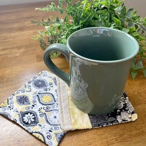 Handmade Reversible Drink Coaster, Handmade Mug Rug, Quilted Coaster, Colorful Fabric Coasters, Handmade Quilted Fabric Coasters