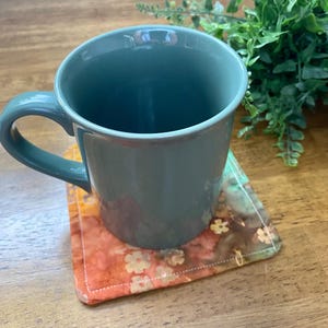 Handmade Reversible Drink Coaster, Handmade Mug Rug, Quilted Coaster, Colorful Fabric Coasters, Handmade Quilted Fabric Coasters