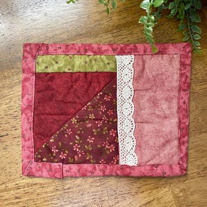 Handmade Reversible Drink Coaster, Handmade Mug Rug, Quilted Coaster, Colorful Fabric Coasters, Handmade Quilted Fabric Coasters