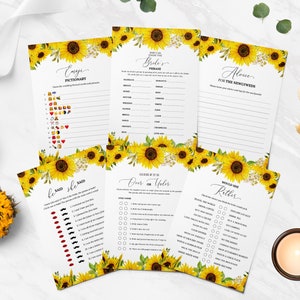 15 Editable Bridal Shower Games, Sunflower Bridal Shower Games Bundle ...