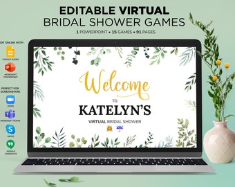 Virtual Bridal Shower Games, Editable Powerpoint Bridal Shower Games, Bride, Wedding Shower, Distance Bridal Shower, Zoom Bridal Shower Game