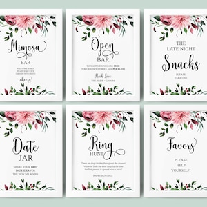 15 Editable Boho Blush Bridal Shower Signs, Boho Blush Bridal Shower Sign Bundle, Floral, Greenery, Instant Download, Bridal Shower Sign