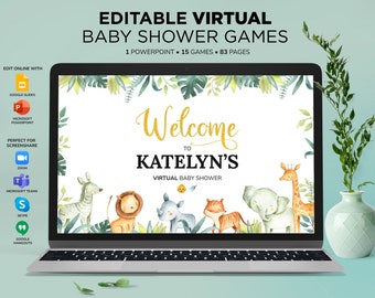 Virtual Baby Shower Games, Powerpoint Baby Shower Games, Virtual Quiz, Emoji Game, Digital Baby Shower Activity, Zoom Baby Shower, Safari
