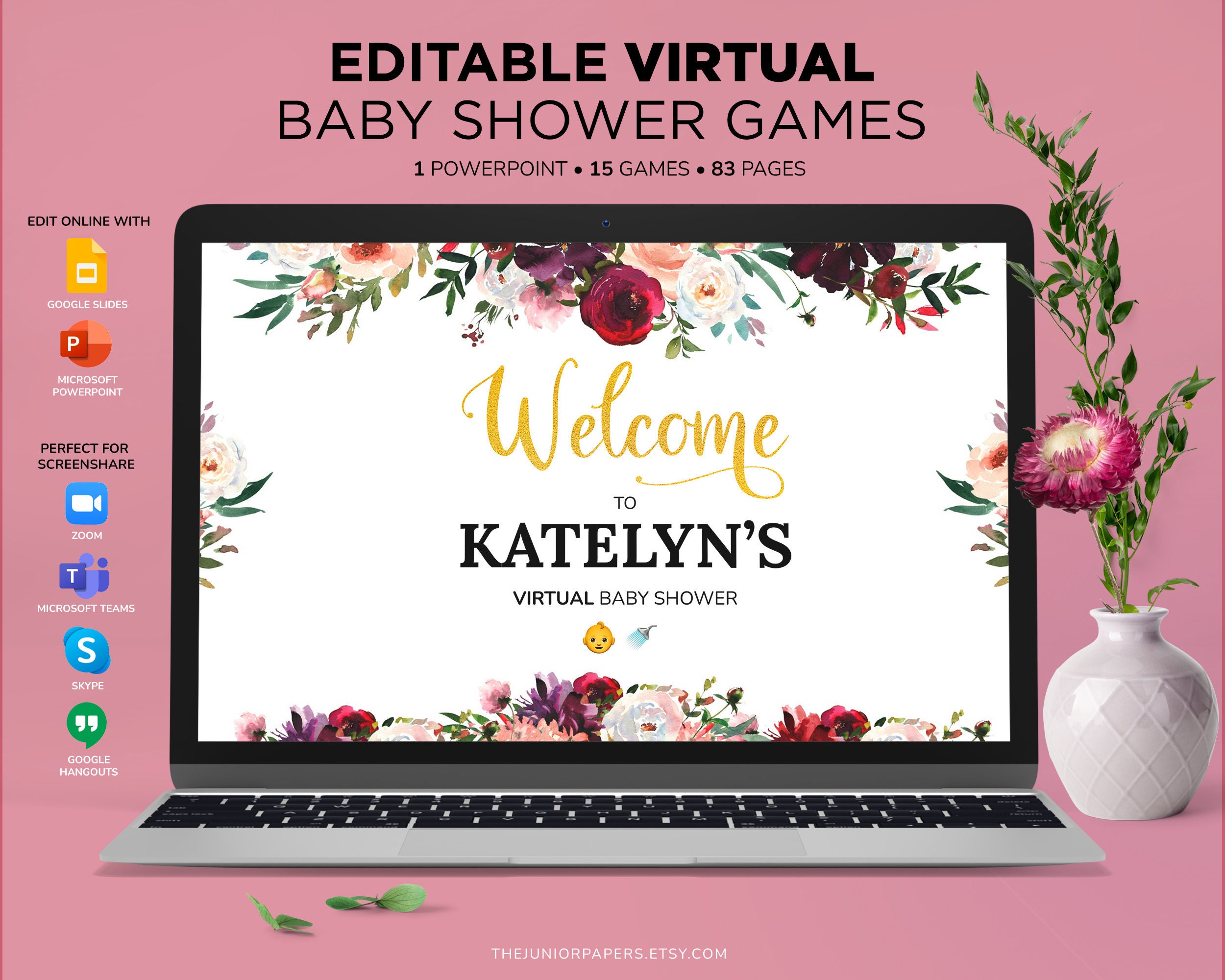 Editable Virtual Baby Shower Games Powerpoint Baby Shower Etsy UK