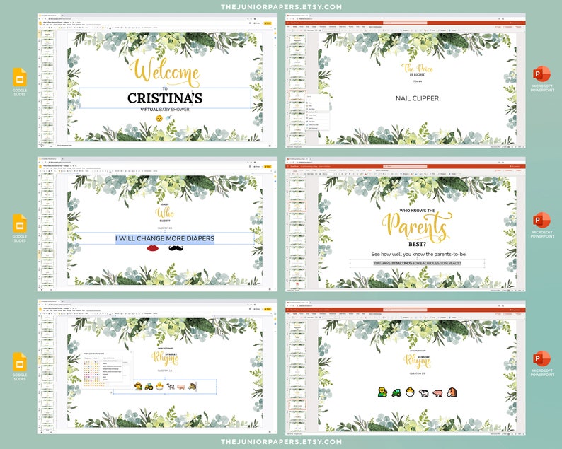 Virtual Baby Shower Games Powerpoint Baby Shower Games Etsy