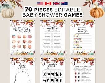 Editable Pumpkin Baby Shower Games, Printable Fall Shower Games Bundle, Little Pumpkin Fall Baby Shower Games, Autumn Fall Shower Games Pack